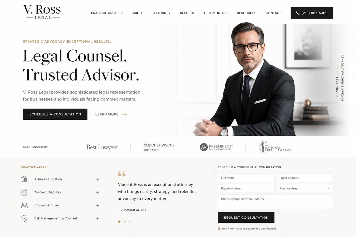 V. Ross Legal Law Offices live demo preview
